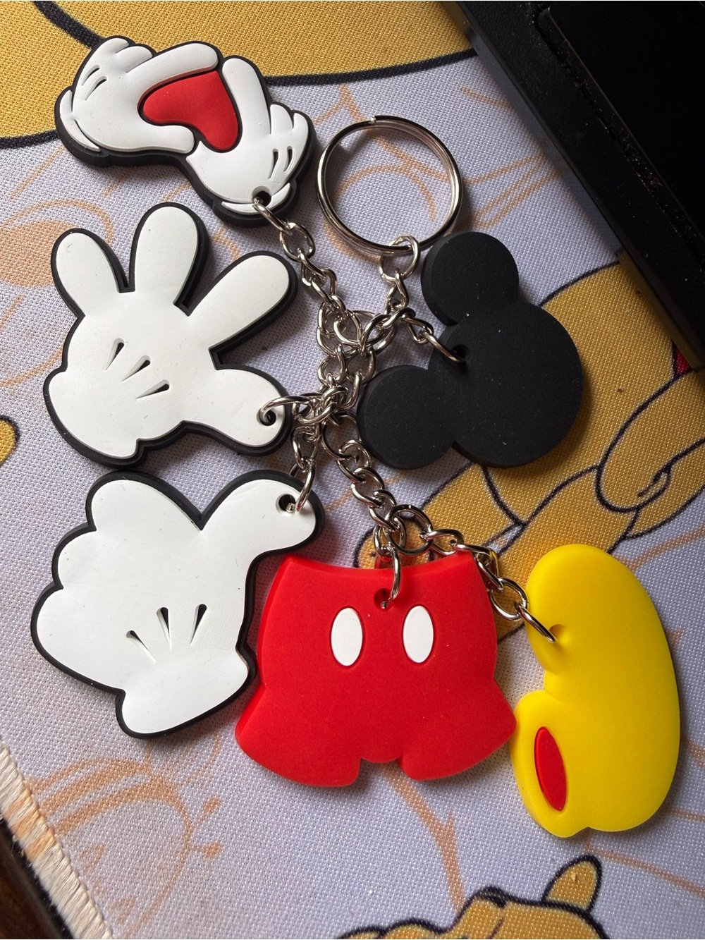 Mickey Mouse Keychain Set bag charm set 6 dangle Disney themed soft charms cute